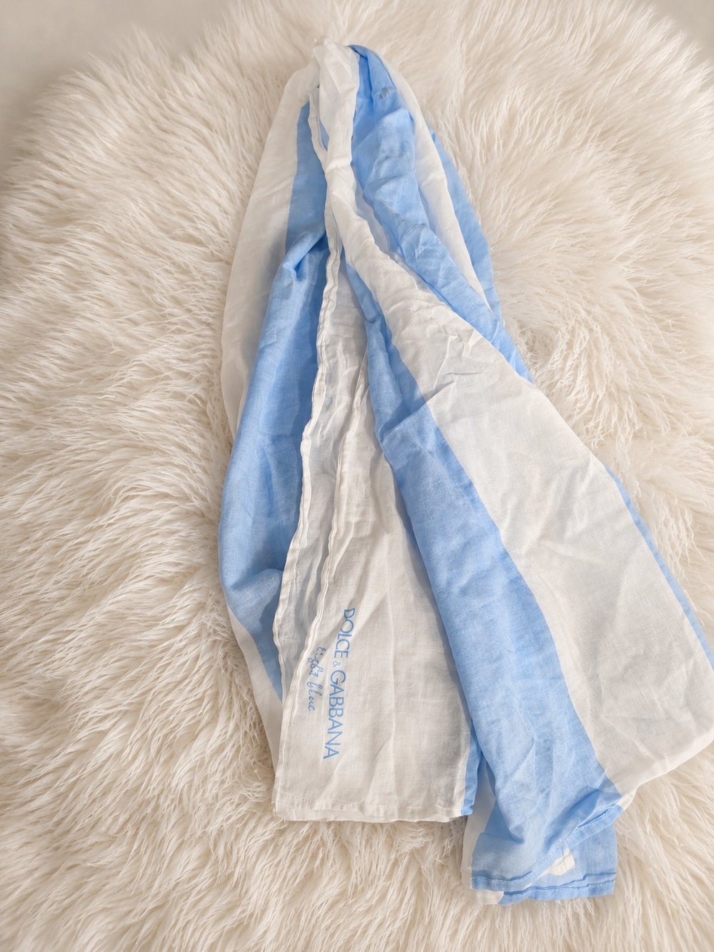 Dolce&Gabana Light Blue & White Striped Scarf - Picture 2 of 4